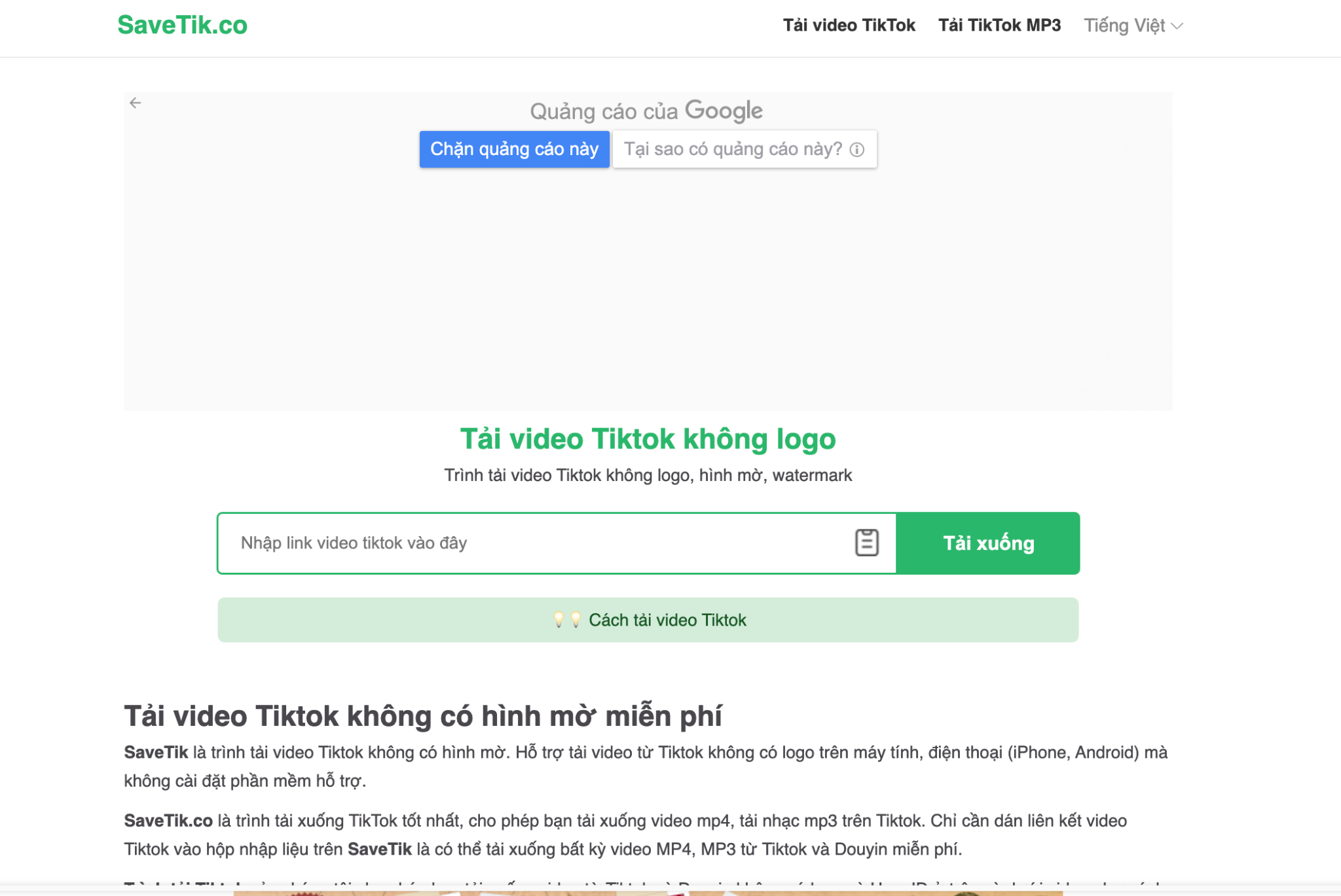 Dùng SaveTik để tải video TikTok Trung Quốc không logo